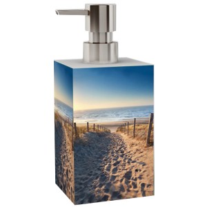 Sanilo Seifenspender Düne mit Strandmotiv, eckig, für Bad und Küche.