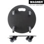 Schwarzer, runder Wagner Pflanzenroller GH 0630 mit Griff und Rollen, Seitenansicht.