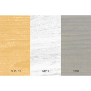 Bondex Hartöl Weiß: Farbbeispiele auf Holz (farblos, weiß, grau) für Möbel & Holzdielen.