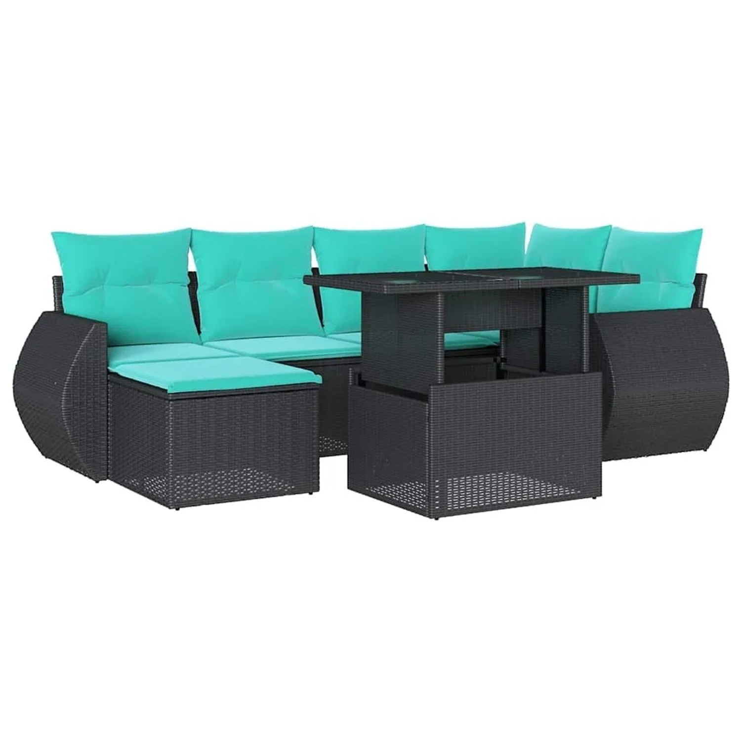 vidaXL 7-Tlg Gartensofa-Set mit Kissen Schwarz Polyrattan 3268677 günstig online kaufen
