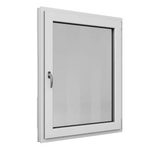 Weißes Roro Kunststofffenster Basic, 95x120 cm, DIN rechts, mit Dreh-Kipp-Funktion und 3-fach Verglasung.