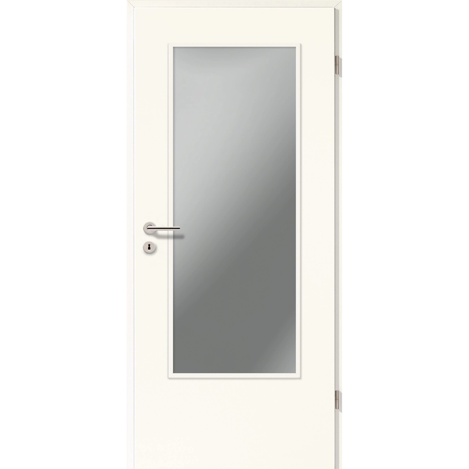Zimmertür CPL Weiß ähnl. RAL9016 (GL222) LA-DIN Klarglas 211 cm x 86 cm Re