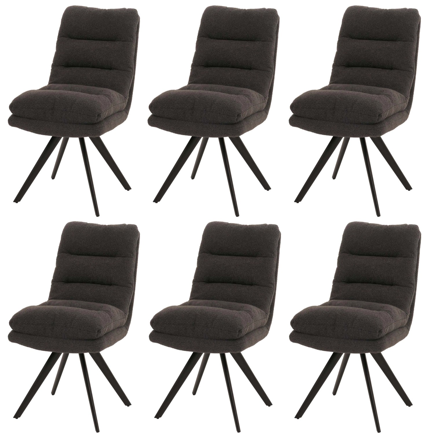 MCW Esszimmerstuhl G66 Boucle 6er-Set Dunkelgrau günstig online kaufen