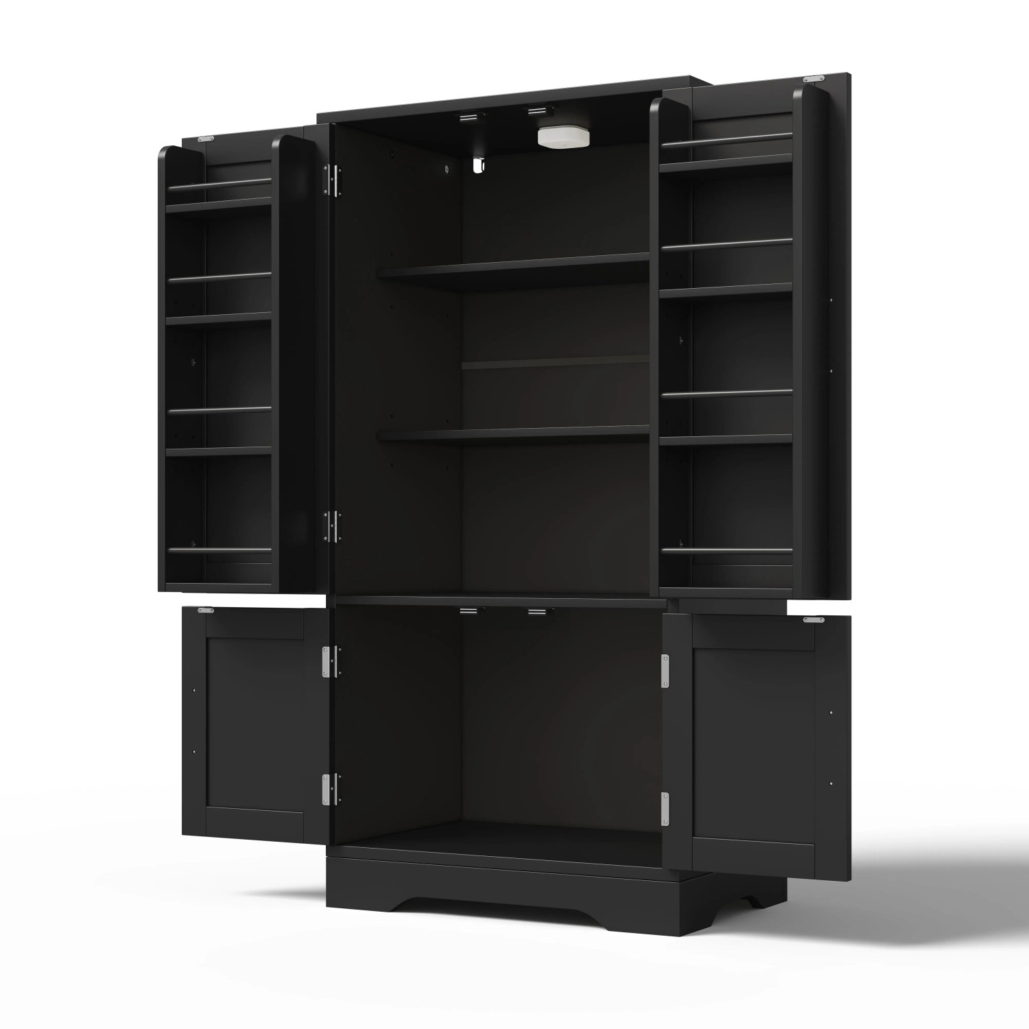 okwish Küchenschrank mit LED Sensorlicht Verstellbare Regalböden Küche 120x60x40cm Schwarz