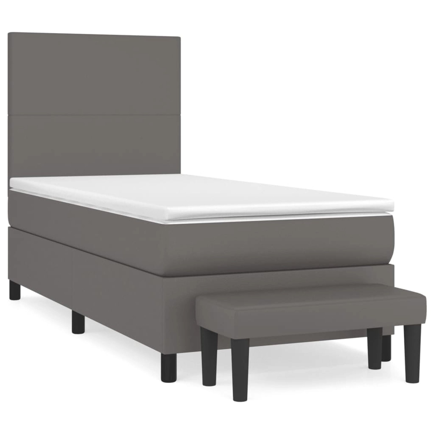 vidaXL Boxspringbett mit Matratze Grau 100x200 cm Kunstleder1466399 günstig online kaufen