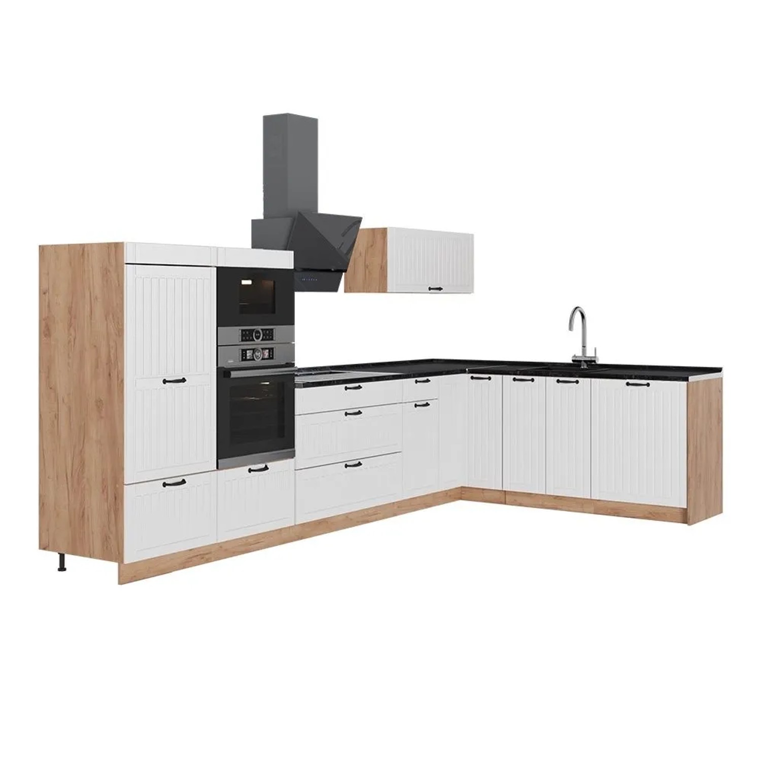 Vicco Eckküche Fame-Line Weiß Landhaus/Goldkraft Eiche 347 x 154 AP Anthrazit Art Nr 63617