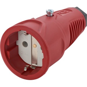 Rote PCE Schutzkontakt Gummi-Kupplung Lang für zuverlässige Stromverbindungen.