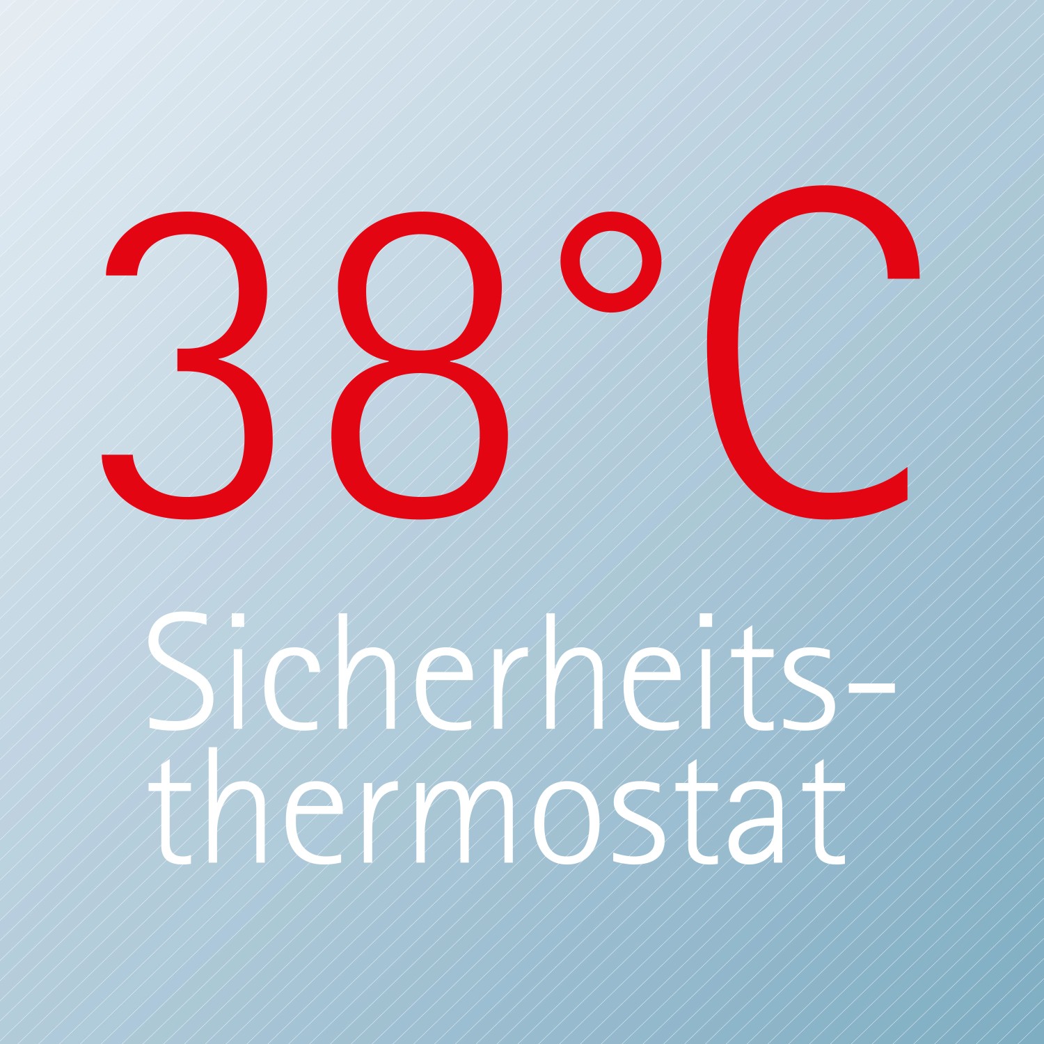 Schulte Duschsystem: Detailaufnahme des 38°C Sicherheitsthermostats.