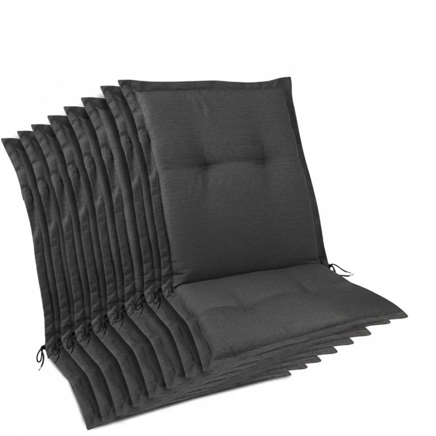 Beautissu 8er Set Premium Gartenstuhlauflage Niedriglehner 105x50x7cm Anthrazit