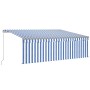 Manuelle vidaXL Markise, 4x3 m, blau-weiß gestreift mit Rollo für Terrasse & Balkon.