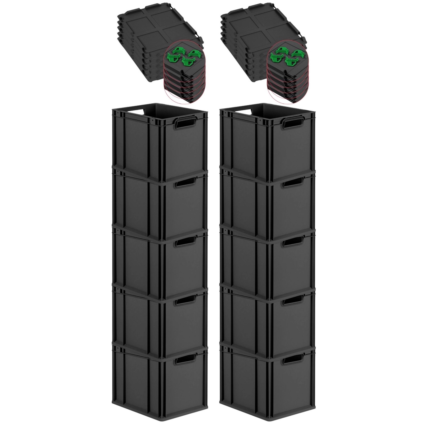 PROREGAL SuperSparSet 10x Eurobox Nextgen Grip Mit Scharnierdeckel Und Grün günstig online kaufen