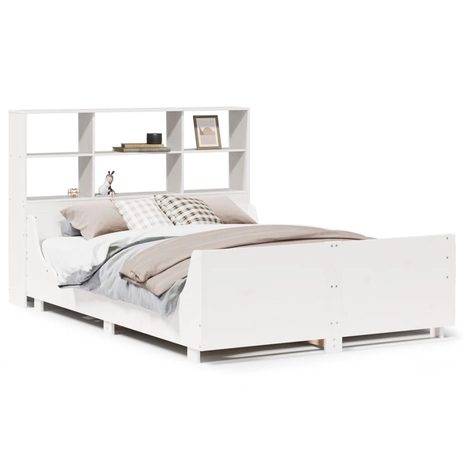 vidaXL Massivholzbett mit Regal ohne Matratze Weiß 120x190 cm 3323825 günstig online kaufen