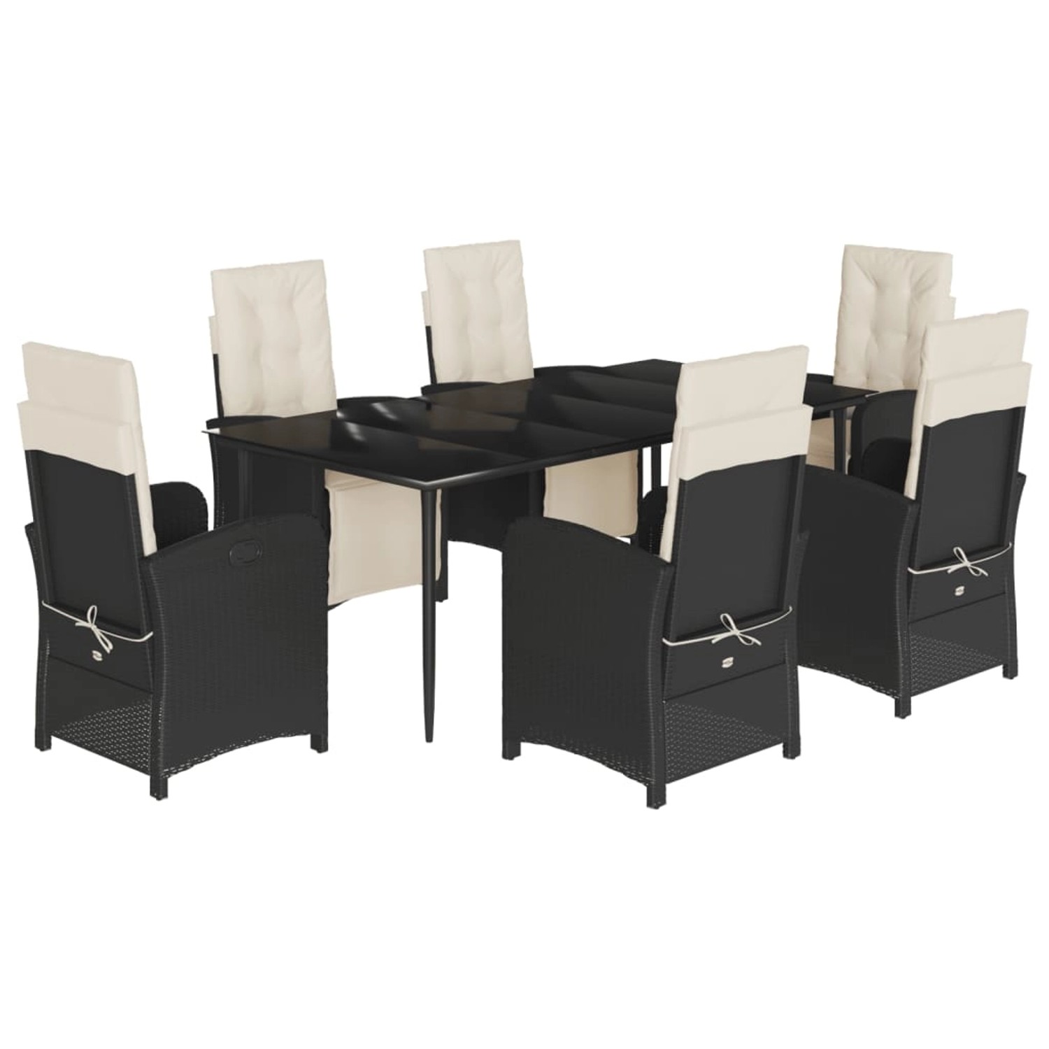 vidaXL 7-Tlg Garten-Essgruppe mit Kissen Schwarz Poly Rattan 3212519 günstig online kaufen