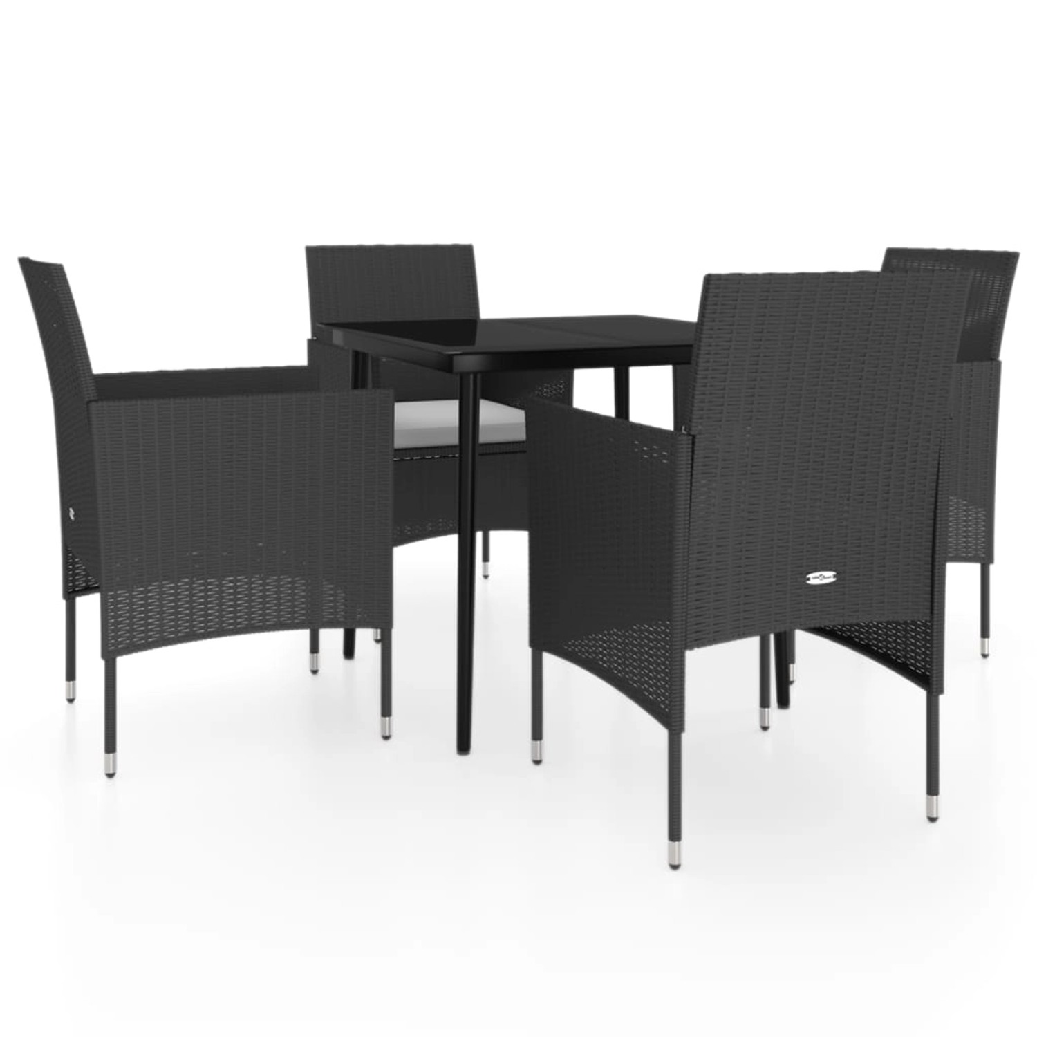 vidaXL 5-Tlg Garten-Essgruppe mit Kissen Schwarz 3099306