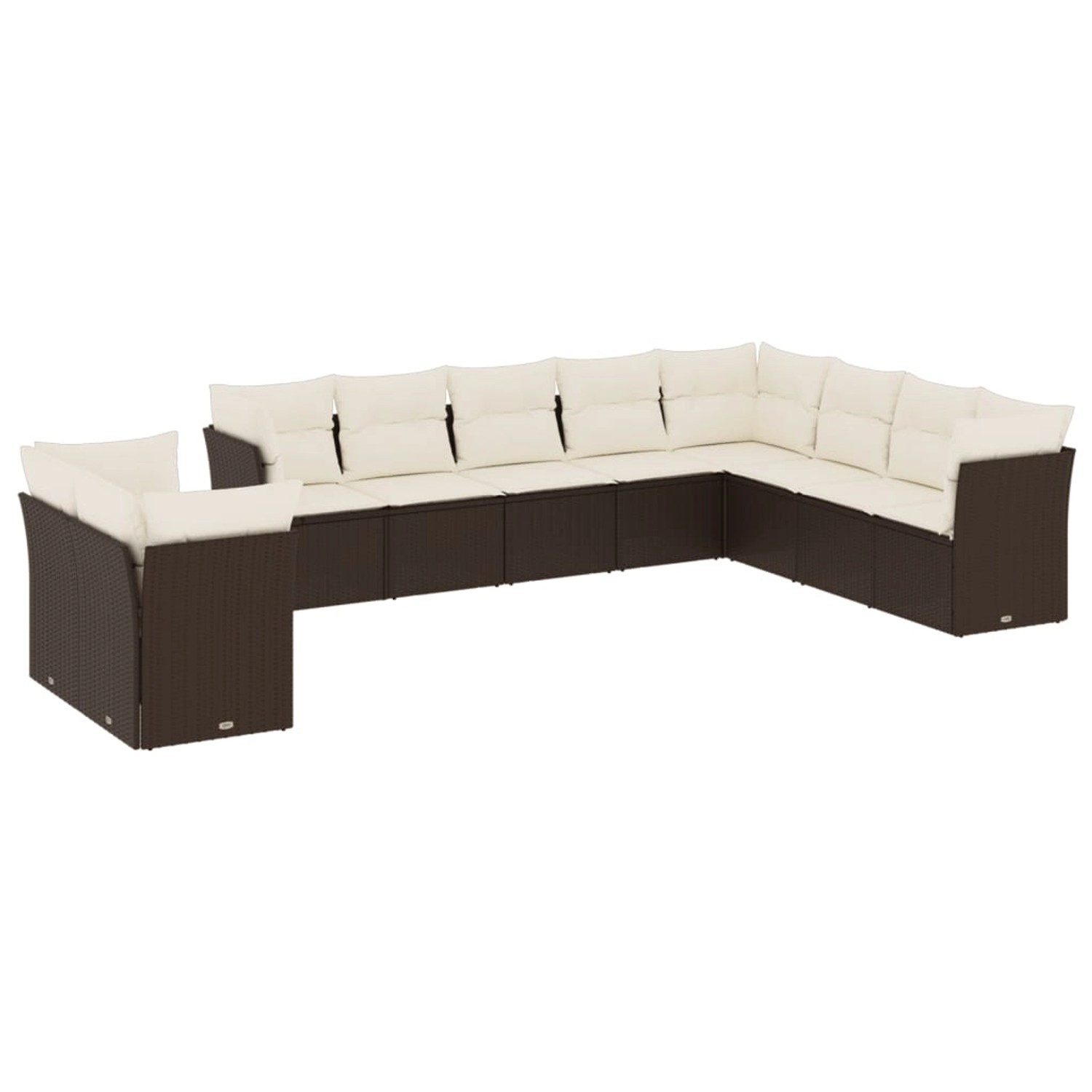 vidaXL 10-Tlg Garten-Sofagarnitur mit Kissen Braun Poly Rattan 3217863 günstig online kaufen
