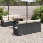 Schwarzes 7-tlg. vidaXL Garten-Sofa-Set aus Polyrattan mit Tisch und Stauraum.