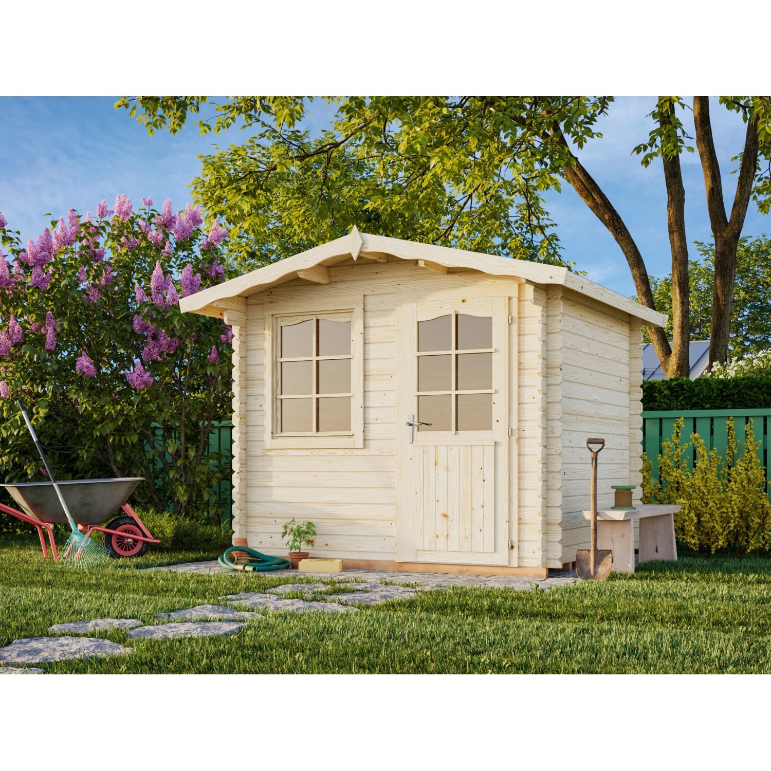 Palmako Gartenhaus Emma 240 x 200 cm Lackiert Grau-Weiß FSC® günstig online kaufen
