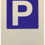 Selbstklebendes Parkplatz Schild aus Kunststoff, 260x194 mm, blaues P auf weißem Grund.