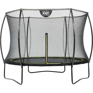 Schwarzes EXIT Silhouette Trampolin D244cm mit Sicherheitsnetz für den Garten.