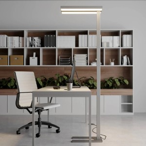 Moderne, dimmbare Arcchio LED Bürostehleuchte Logan aus Alu, 2-flammig, für Arbeitszimmer.
