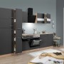 Respekta Küchenzeile KB300ESGCGKE, 300 cm, Grau-Eiche Sägerau Nachbildung mit E-Geräten.