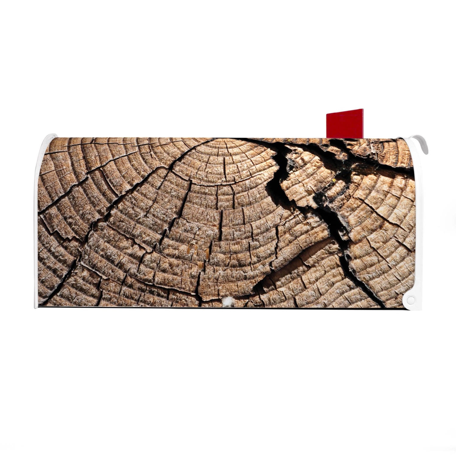 Weißer US Briefkasten mit Baumstamm Motiv, Banjado Postkasten aus Stahl, 48x22x16cm.