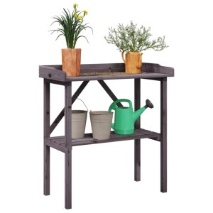 vidaXL Pflanztisch mit Ablage Grau 78x38x82,5 cm Massivholz Tanne 156351