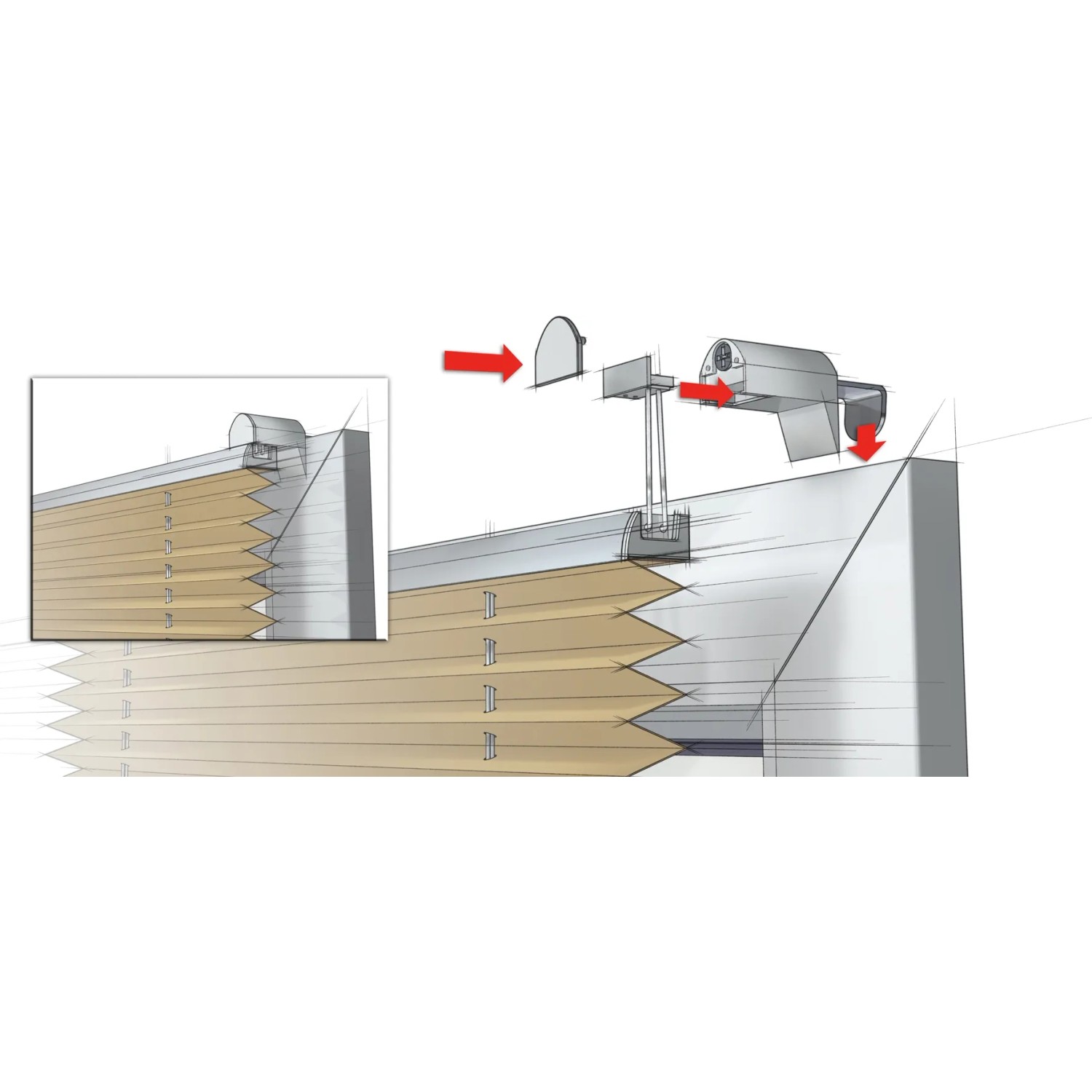 Gardinia EasyFix Thermo-Plissee in Elfenbein, Detailansicht der Montage am Fenster.