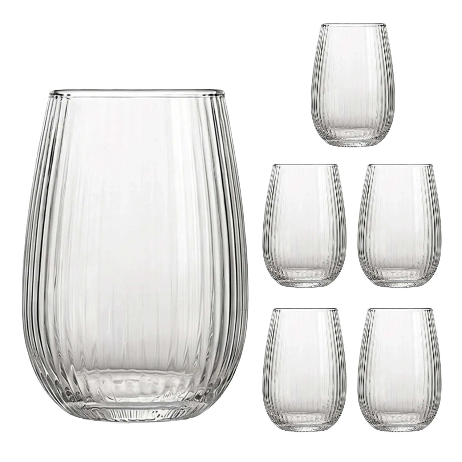 Relaxdays Longdrinkgläser 6er Set Soda-Kalk-Glas Transparent Spülmaschinengeeignet Temperaturbeständig Kohlensäurefest 11,5 cm x 8 cm x 8 cm