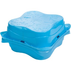 Blaues 2er-Set Sand- und Wasser-Lagune, geschlossen. Kunststoff Sandkasten für Kinder.