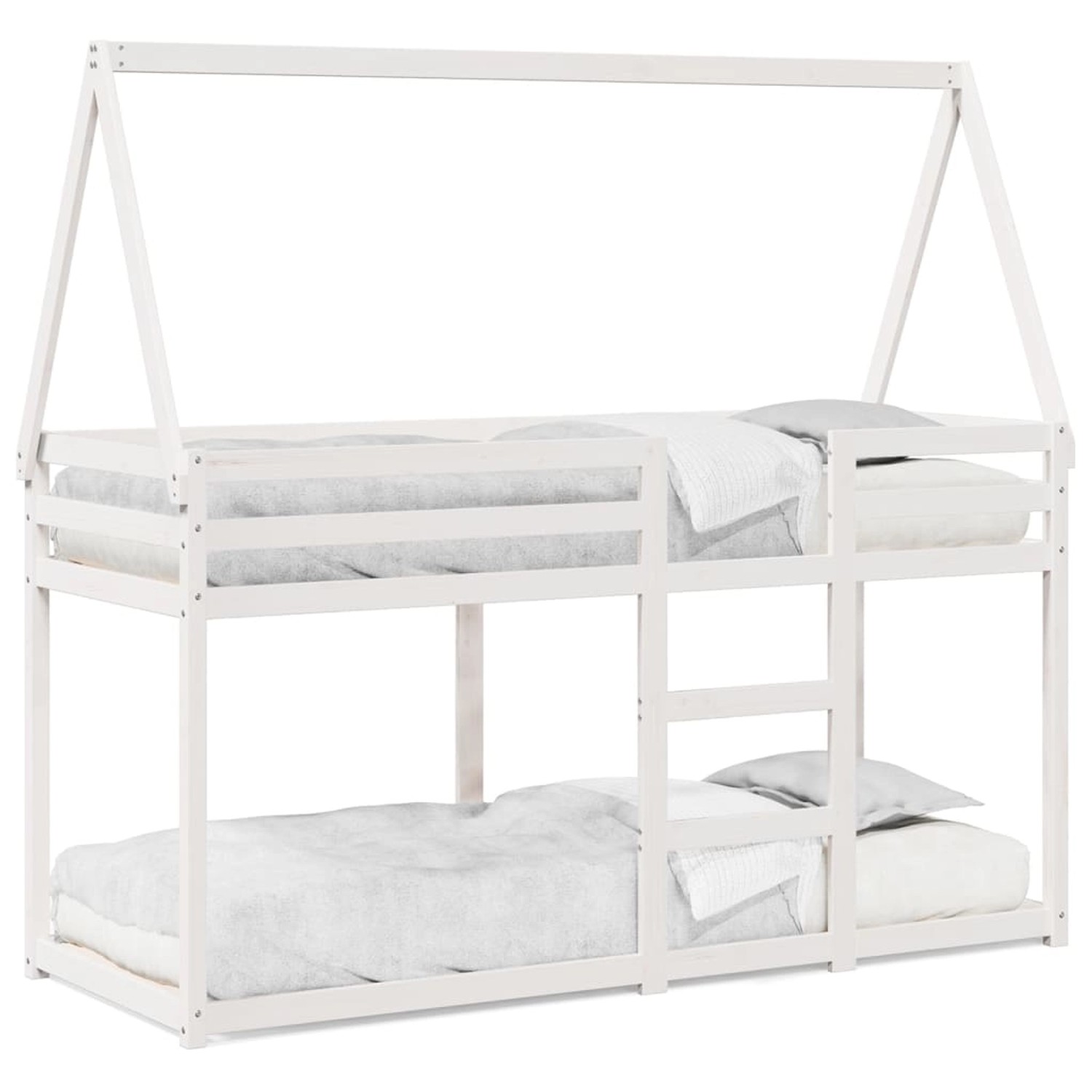 vidaXL Etagenbett mit Dach Weiß 90x200 cm Massivholz Kiefer 3282080 günstig online kaufen