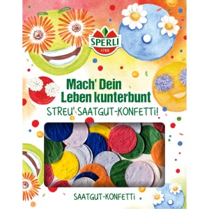 Sperli Saatgut-Konfetti Rund: Bunte Blumenmischung als Geschenkidee für Gartenfreunde.