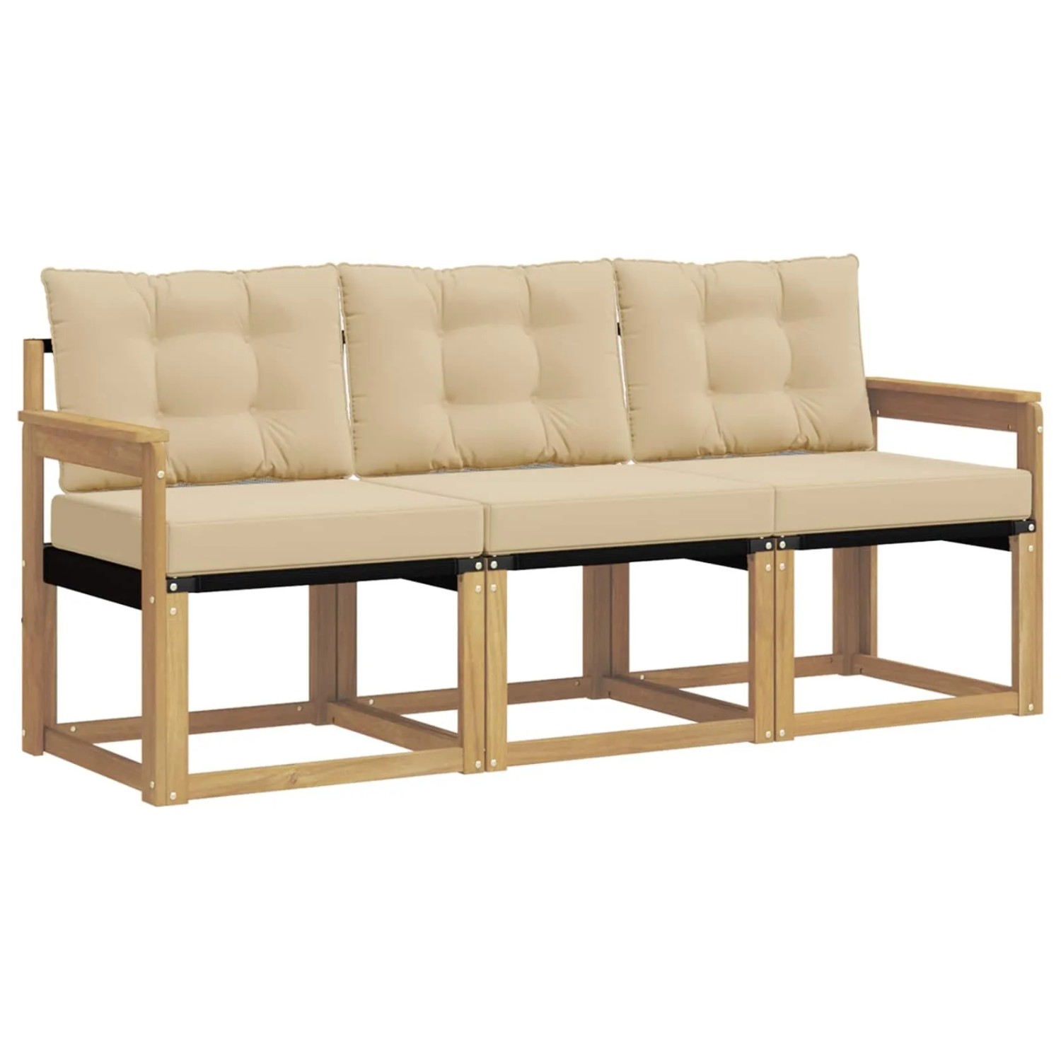 vidaXL Outdoor-Sofagarnitur mit Kissen 3-Tlg Weiß und Beige 3389159
