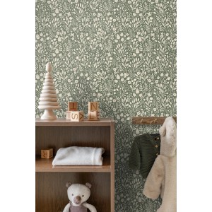 ESTAhome Tapete Blumen Grün 50 x 900 cm