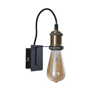 Lindby Wandleuchte Wandlampe Innen Aurella 9624158 Retro Vintage Antik in Bronze aus Metall 1-flammig E27 Wohnzimmerleuchte