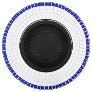 vidaXL Feuerstelle mit Mosaik, blau-weiß, 68cm Durchmesser, Draufsicht.