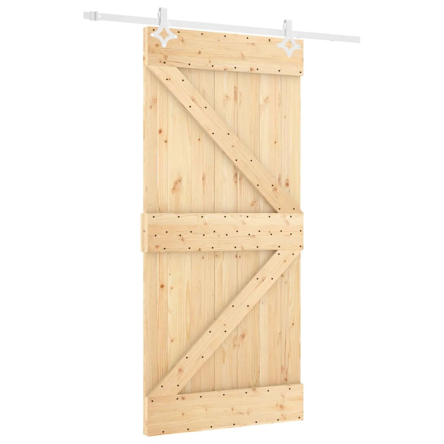 vidaXL Schiebetür Natur und Weiß 100 x 210 cm Massives Kiefernholz 3445100