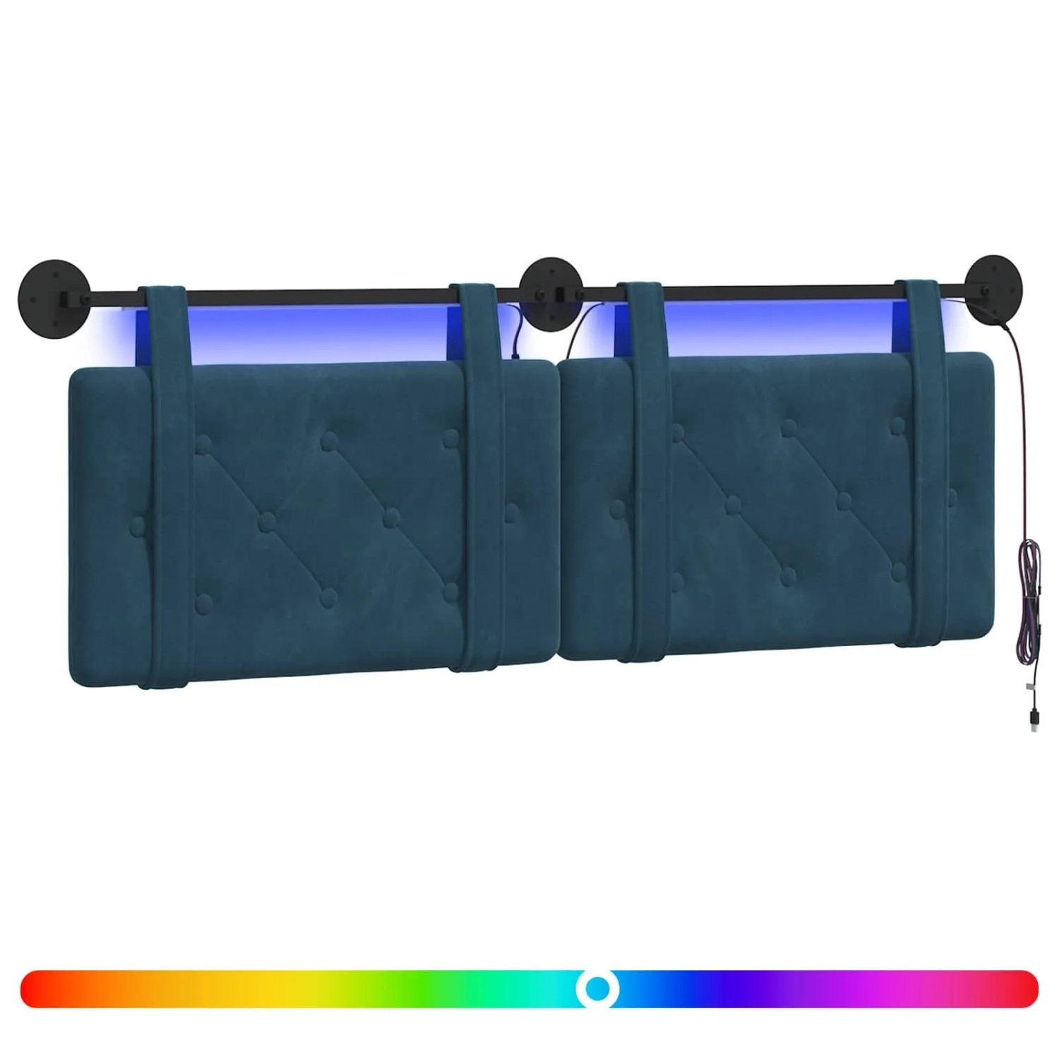 vidaXL Hängendes Kopfteil Mit LED Licht Blau Samt 3424174