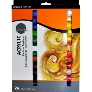 Daler-Rowney Acrylfarben-Set mit 24 Farbtuben à 12ml im Karton.