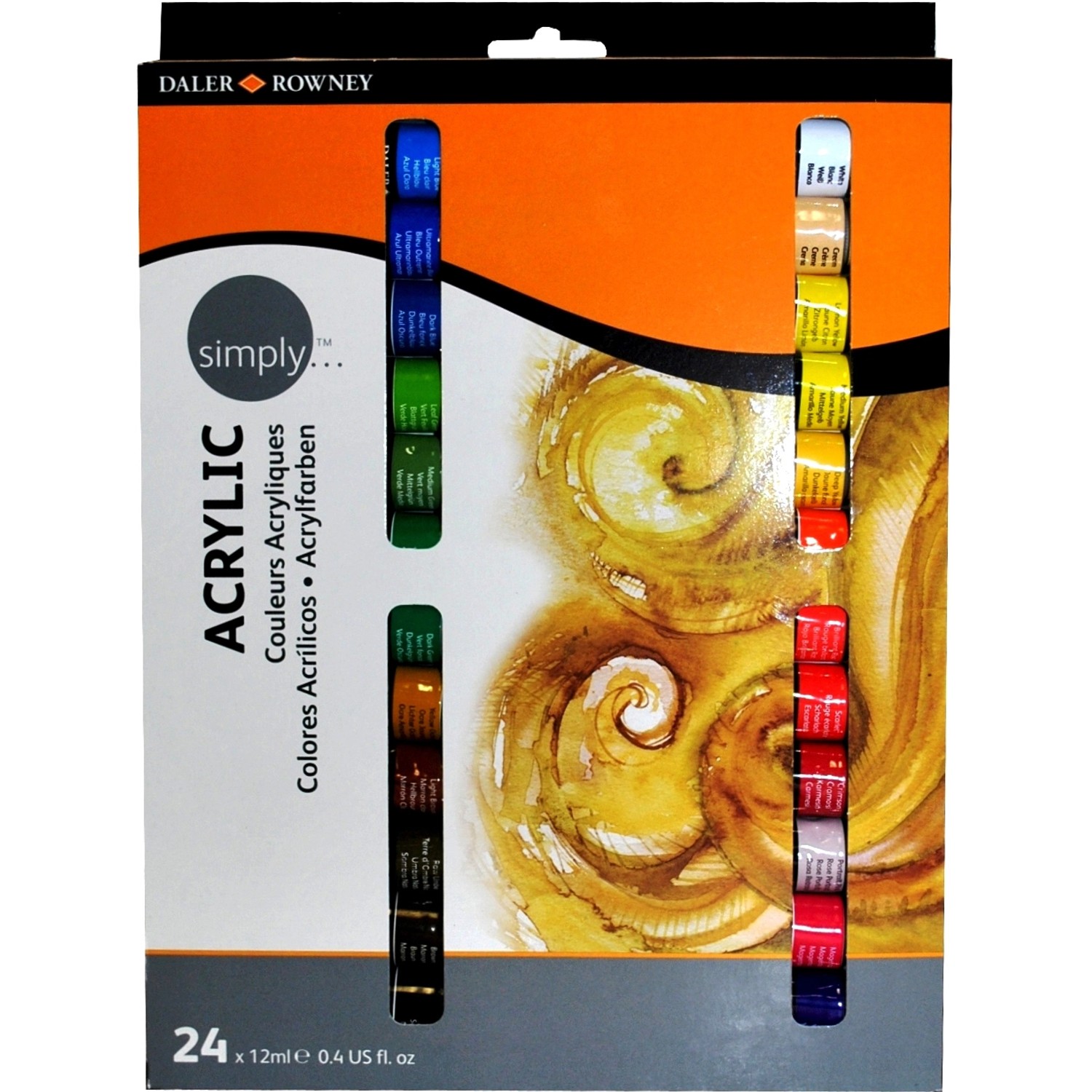 Daler-Rowney Simply Acrylfarben-Set mit 24 x 12 ml Farbtuben