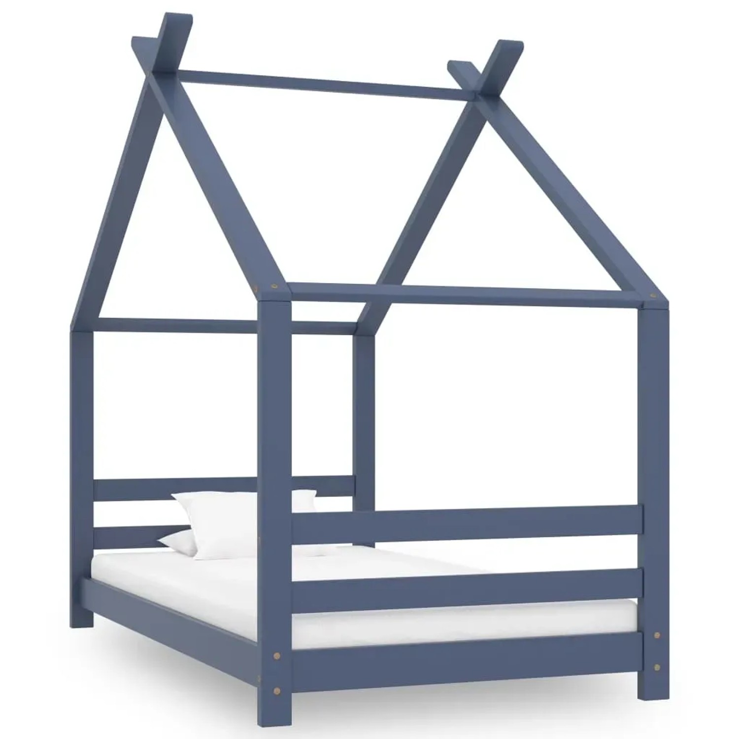 vidaXL Kinder-Bettgestell Grau Massivholz Kiefer 80x160 cm 289614