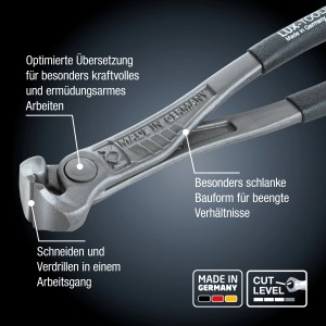 LUX Super-Power-Kneifer 300 mm Professional, Zange mit schlanker Form für schwer zugängliche Stellen.