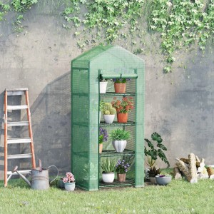Furnicato Folien-gewächshaus Treibhaus Mini-gewächshaus Pflanzenhaus Frühbeet 4 Regalfächer 70 X 50 X 160 Cm Dunkelgrün