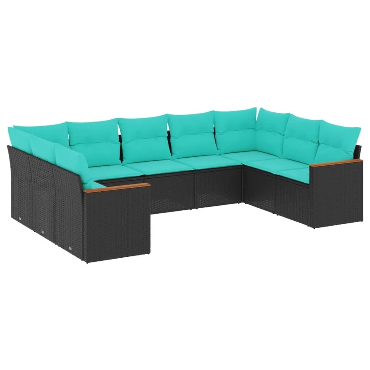 vidaXL 9-Tlg Gartensofa-Set mit Kissen Schwarz Polyrattan 3226274 günstig online kaufen