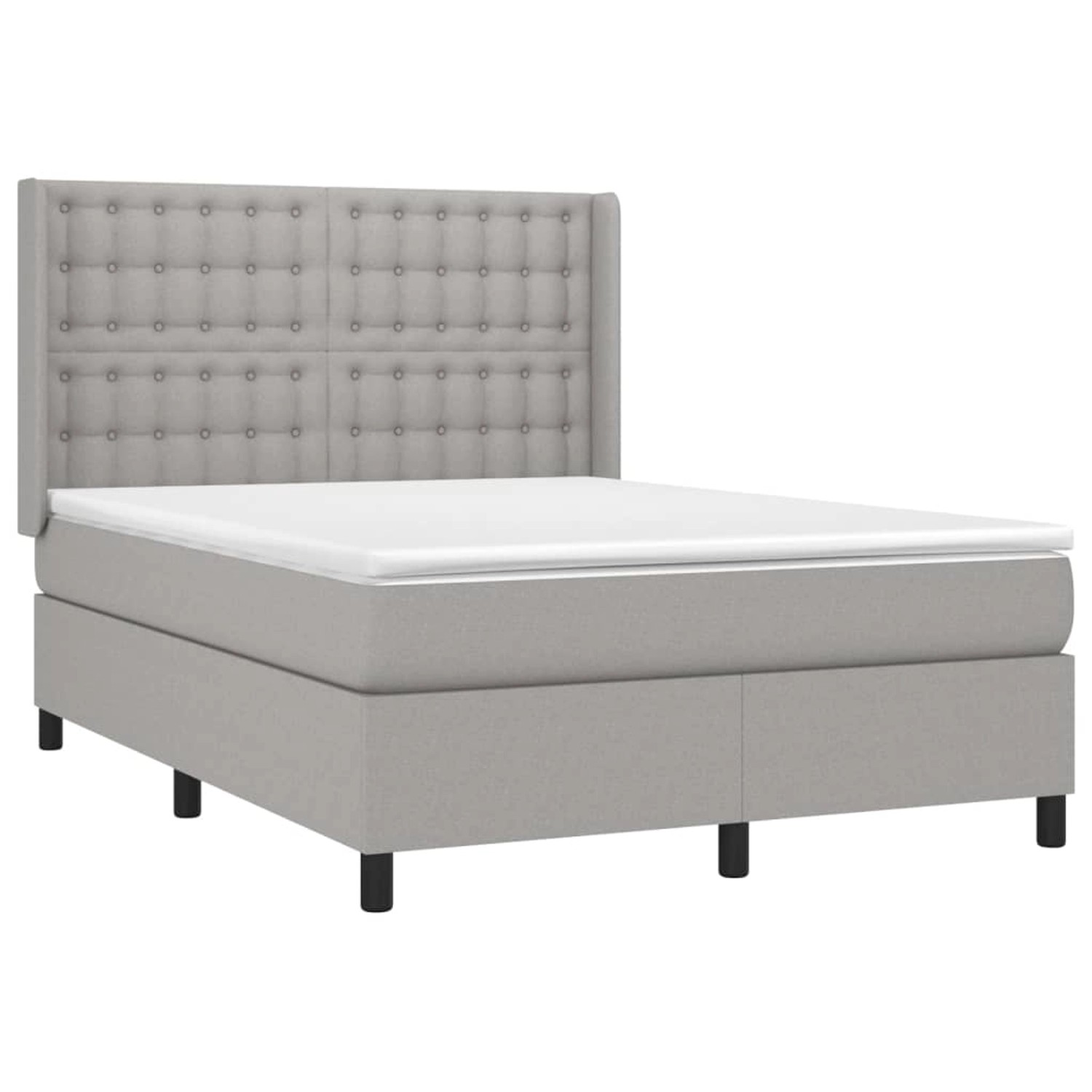 vidaXL Boxspringbett mit Matratze & LED Hellgrau 140x190 cm Stoff 3138629 günstig online kaufen