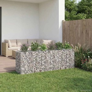 vidaXL Gabionen Hochbeet 2 Stk Silber 250 x 50 x 80 cm 3422231