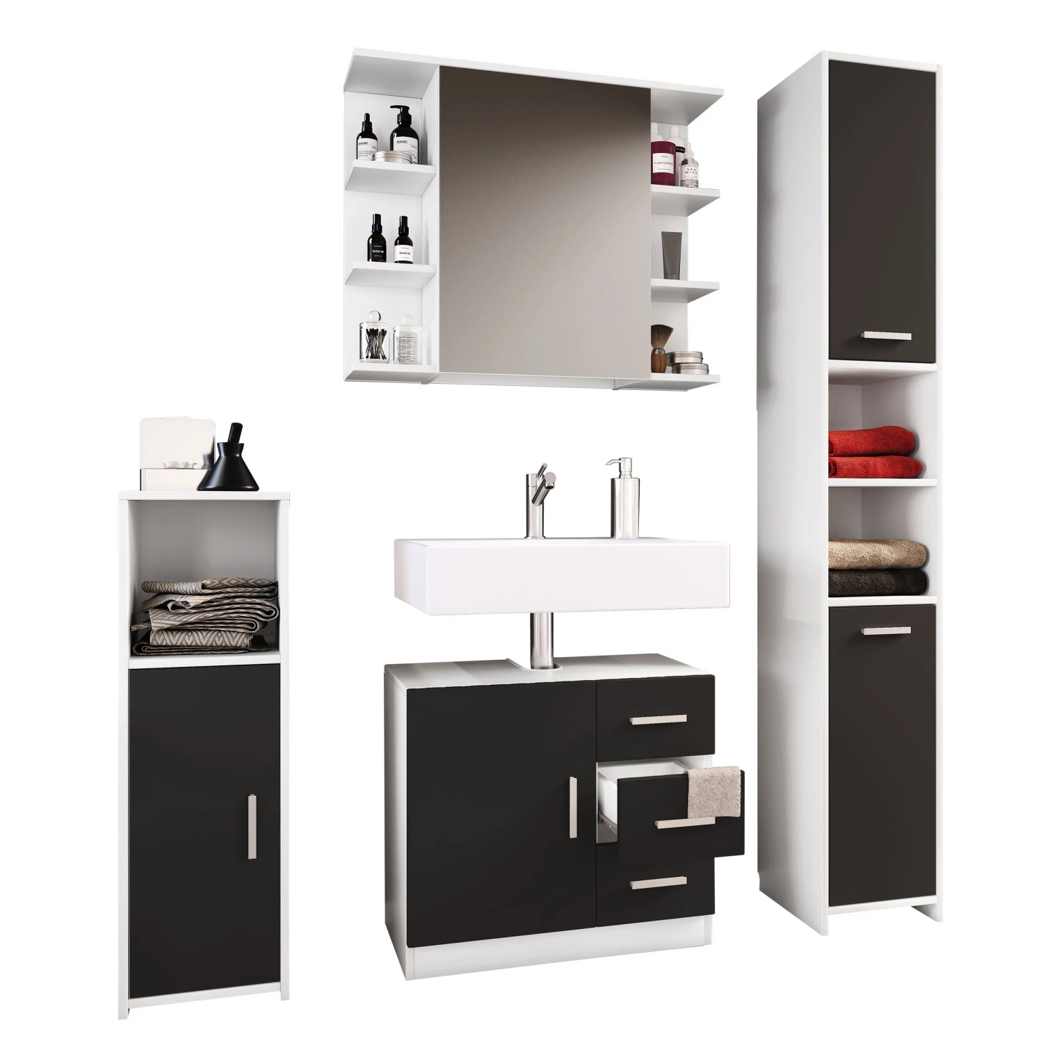VCM Badmöbel Sets Zalo Schwarz