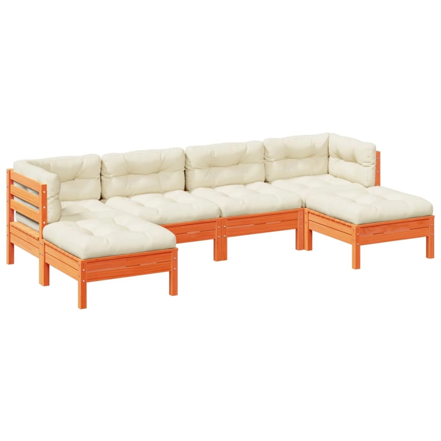 vidaXL 6-Tlg Garten-Sofagarnitur mit Kissen Wachsbraun Kiefernholz 3299571 günstig online kaufen