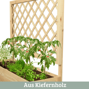 DELUKE Pflanzkasten mit Rankgitter THIO mit Vlies Handschuhe Hochbeet mit Rankhilfe Blumenkasten für Kletterpflanzen 98cm Breit