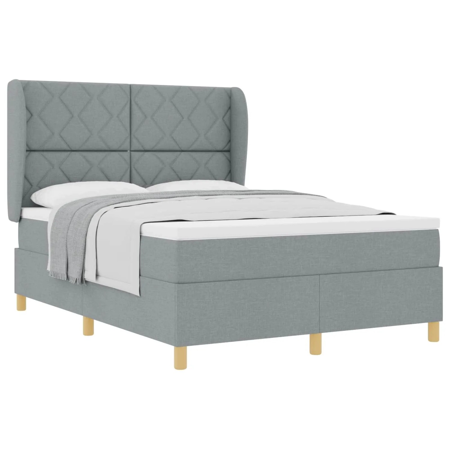 vidaXL Boxspringbett mit Matratze 90x190 cm Hellgrau Stoff 3340823